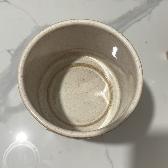 Textured Gray and White Ceramic Pots with Wooden Stands - Set of 2 - Picture 7 of 7